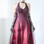 Vintage Fuchsia Halter-Neck A-Line Beaded Chiffon Prom Dresses Long Prom Gowns