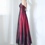Vintage Fuchsia Halter-Neck A-Line Beaded Chiffon Prom Dresses Long Prom Gowns