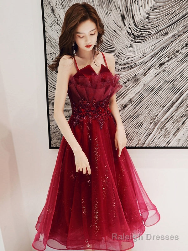 Burgundy Lace Sequins Short Homecoming Dresses