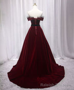 Burgundy Long Off Shoulder Prom Dress Long Evening Dress