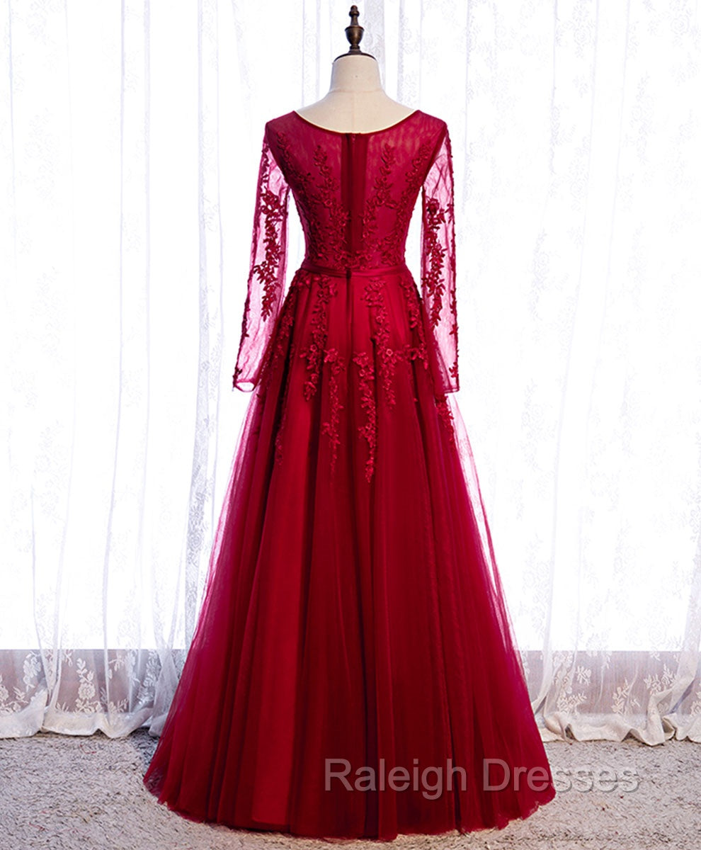 Burgundy Long Prom Dress, Burgundy Formal Bridesmaid Dress Secondary image