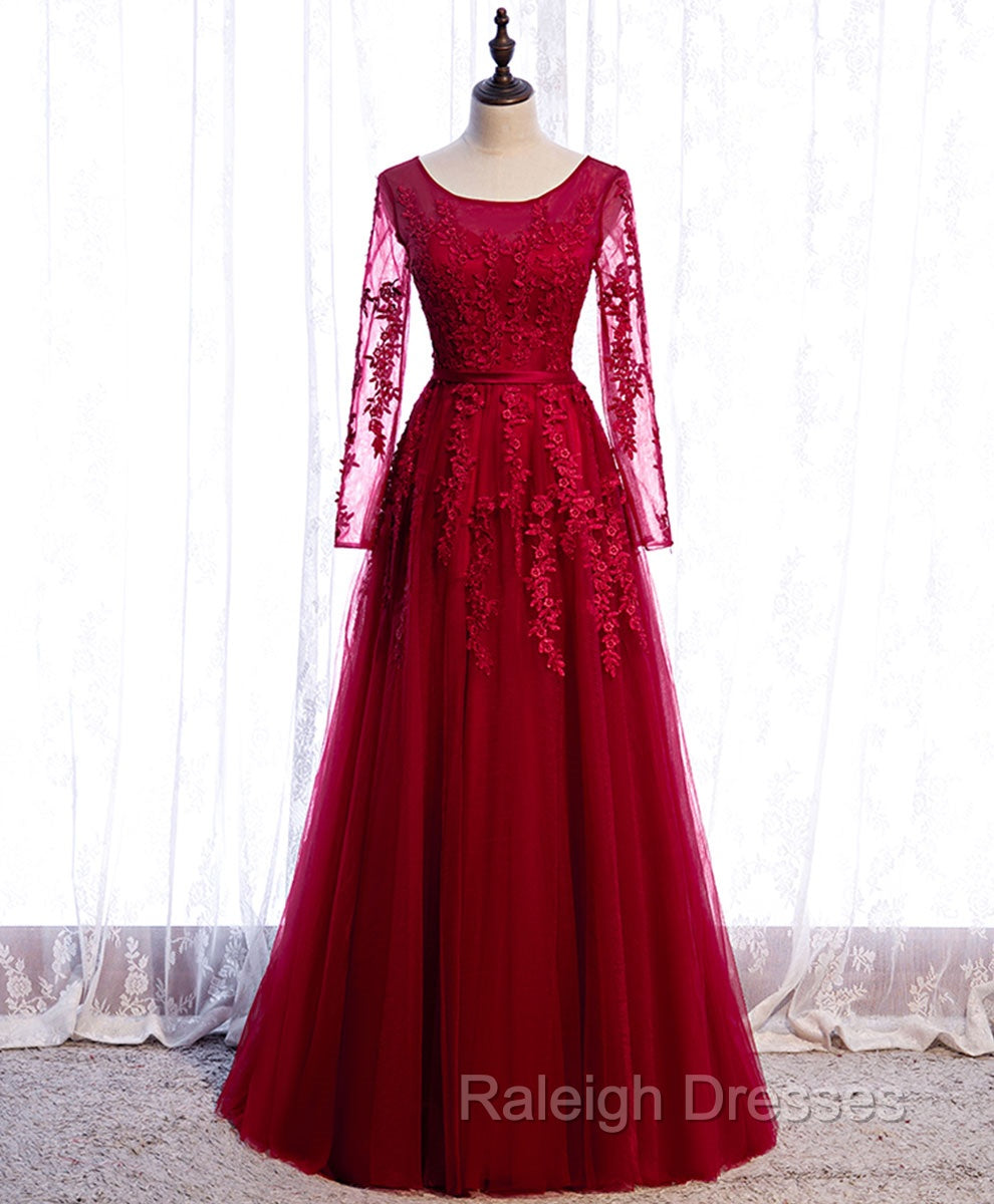 Burgundy Long Prom Dress, Burgundy Formal Bridesmaid Dress