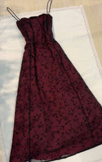 Vintage Burgundy A-Line Spaghetti Straps Prom Dresses Long Prom Dresses