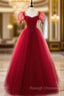 Burgundy Long Prom Dresses, Burgundy Formal Graduation Dresses