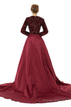 Long sleeve Sequin Prom Dresses with Detachable Skirt