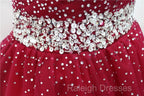 Burgundy Long Tulle Off Shoulder Prom Dresses Junior Prom Dress