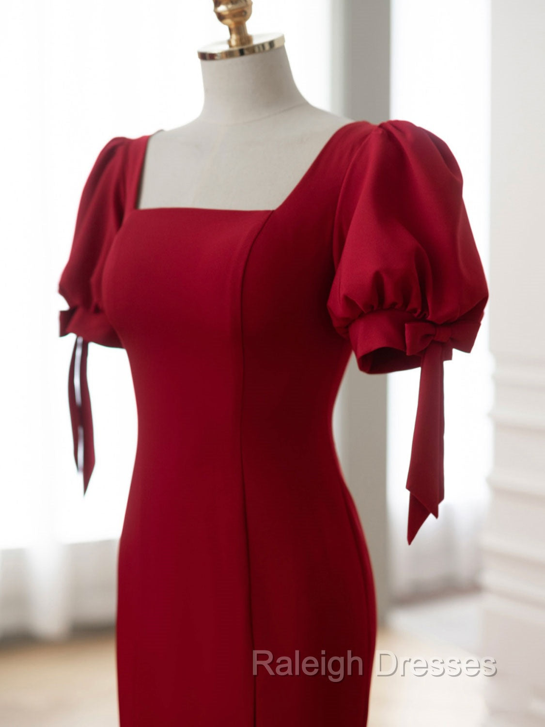 Burgundy Mermaid Long Prom Dresses, Burgundy Formal Dress Secondary image