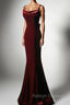 Burgundy Mermaid Long Prom Dresses, Wine Red Long Mermaid Formal Evening Dresses