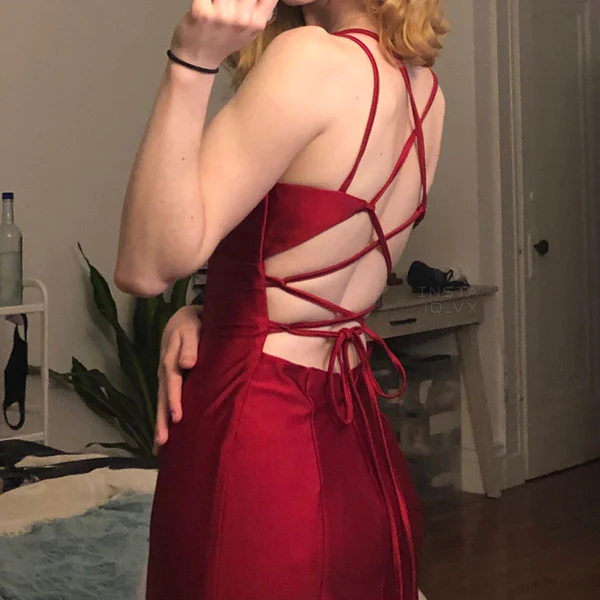 Burgundy Mermaid Long Prom Dresses Secondary image