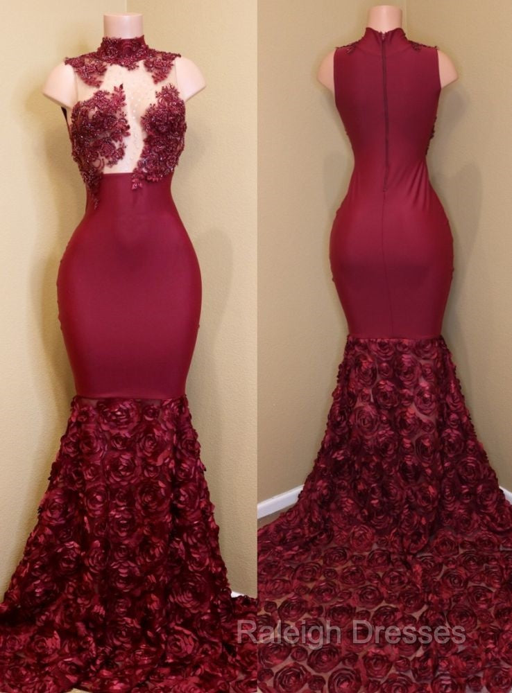 Burgundy mermaid prom dress, long evening gowns Secondary image