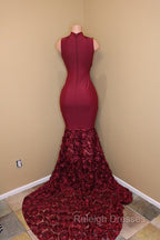Burgundy mermaid prom dress, long Prom Gown
