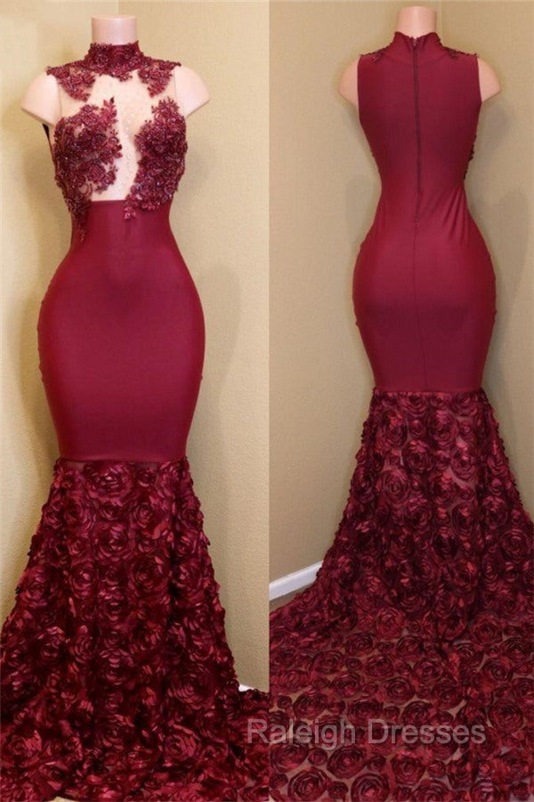 Burgundy mermaid prom dress, long Prom Gown