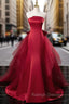 Burgundy Mermaid Satin Tulle Prom Dress