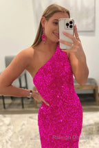 Burgundy Mermaid Sequins Long Prom Dress
