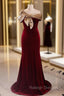 Burgundy Mermaid Sequins Off the Shoulder Prom Dress