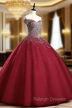 Burgundy Off Shoulder Tulle Sequin Long Prom Dress, Burgundy Sweet 16 Dress