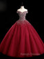 Burgundy Off Shoulder Tulle Sequin Long Prom Dresses Burgundy Sweet 16 Dresses