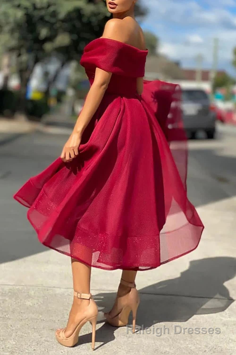 Burgundy Off The Shoulder Prom Dress Secondary image