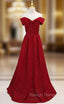 Burgundy Off the Shoulder Sleeveless Prom Dress