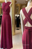 Burgundy Pleats Halter Prom Dress