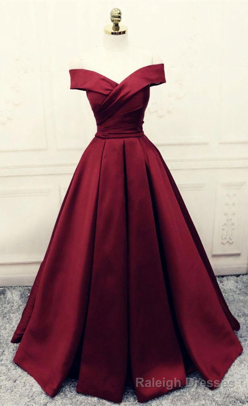 Burgundy Prom Dresses,Ball Gowns Prom Dress,Satin Evening Gowns Main image