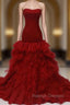 Burgundy Prom Dresses Strapless Prom Dresses