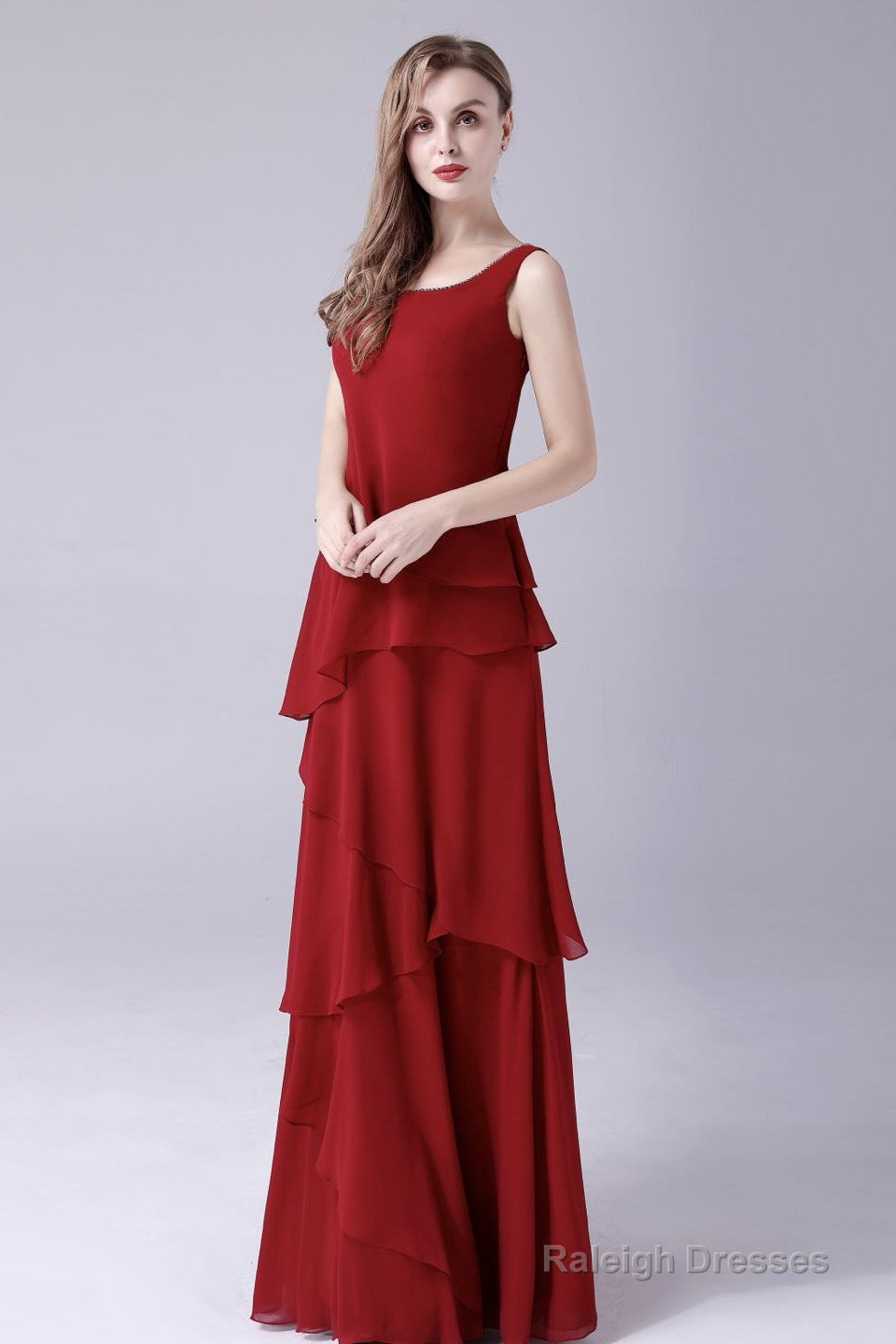 Burgundy Ruffles Chiffon Mother of the Bride Dresses With Jacket Main image