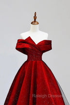 Burgundy Satin And Black Tulle Long Prom Dress, Beautiful A-Line Party Dress