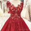 Burgundy Satin Ball Gown Dress Lace Embroidery For Wedding Prom