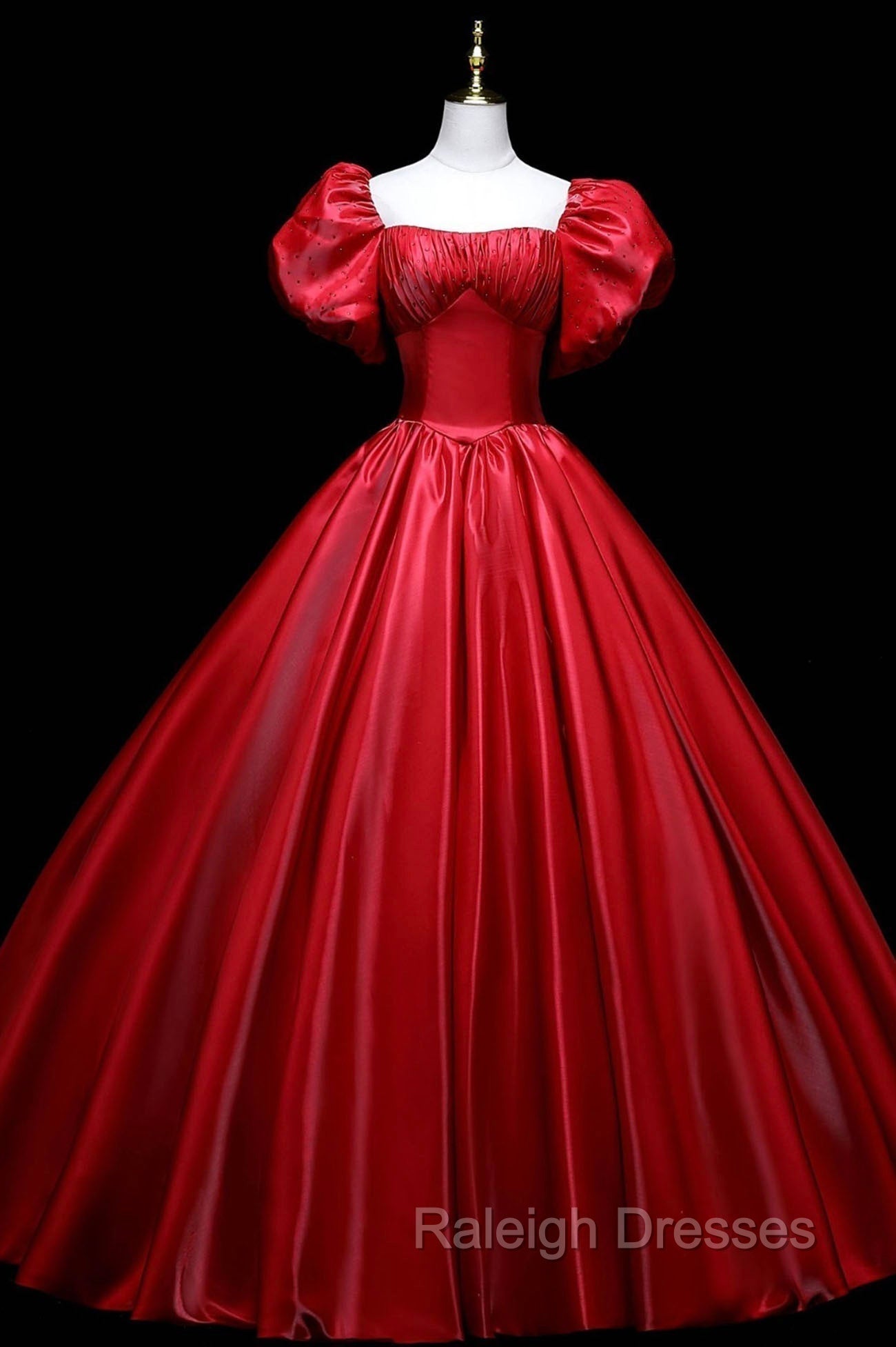 Burgundy Satin Long A Line Prom Dress, Burgundy Formal Prom Dress