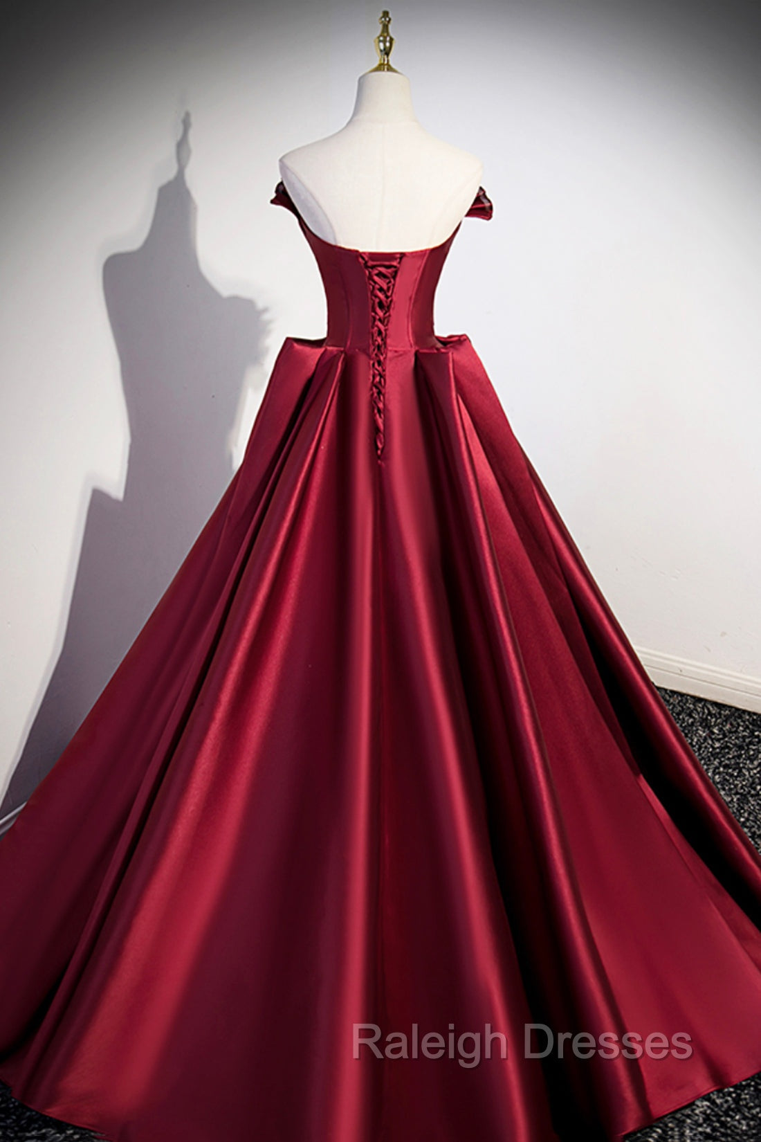 Burgundy Satin Long Prom Dress, Burgundy A Line Prom Dress