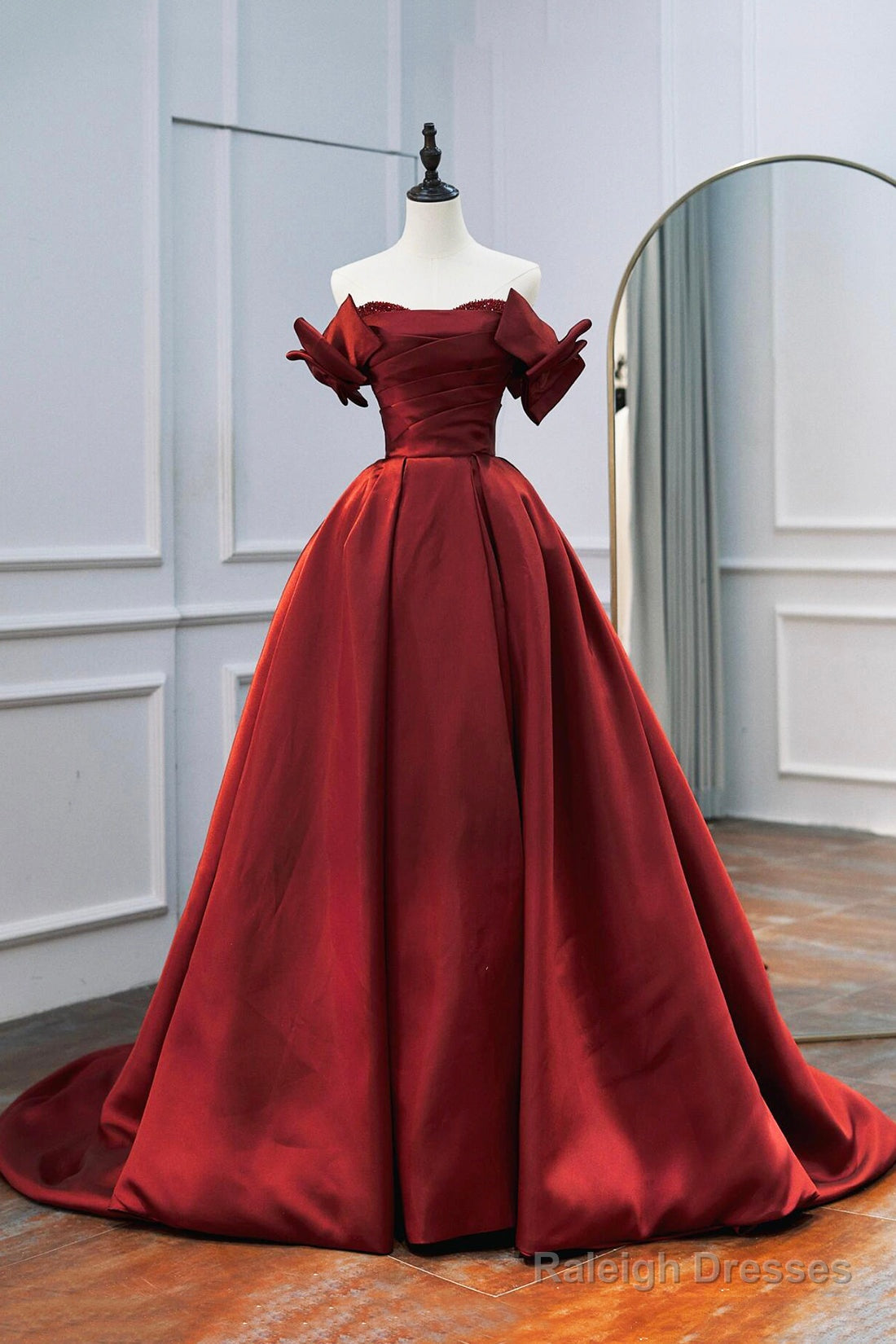 Burgundy Satin Long Prom Dress, Elegant A-Line Evening Formal Dress Main image