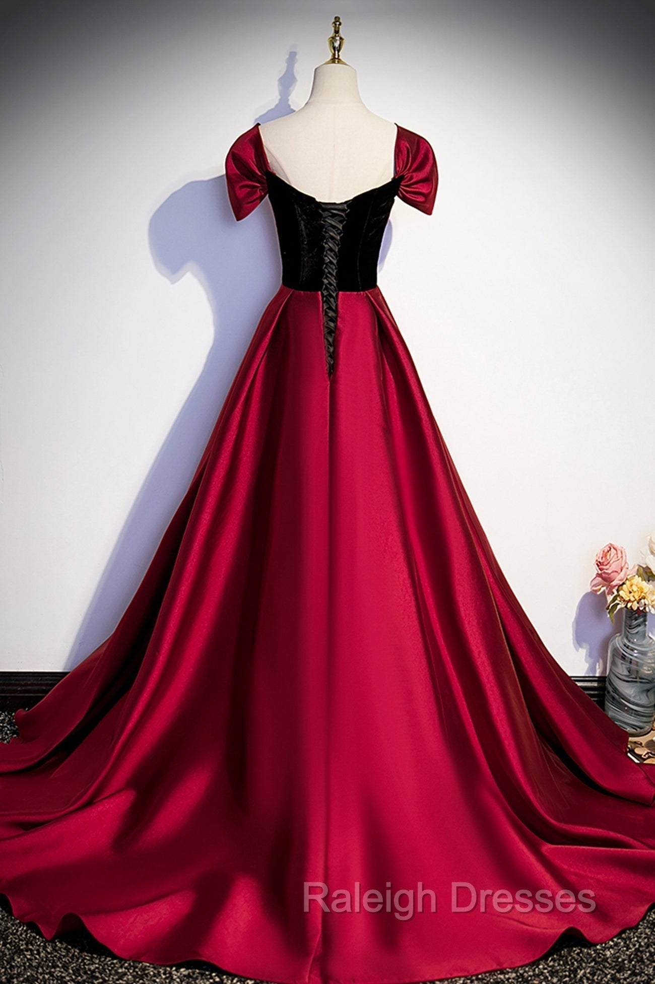 Burgundy Satin Long Prom Dress, Simple A Line Prom Prom Dress