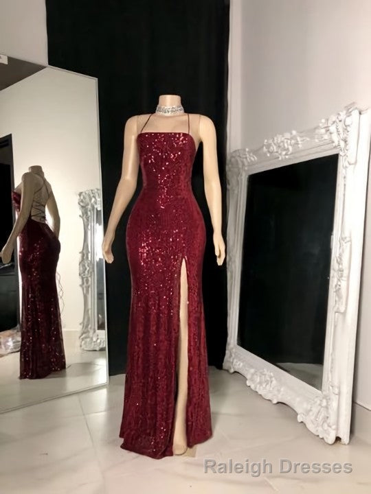 Burgundy sequin long prom dress, Special Occasion Dresses Main image