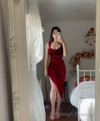 Burgundy Sheath Short Prom Dress Simple Prom Dress
