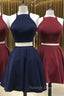 Burgundy Short Two Piece Homecoming Dress Two Piece Short Navy Blue Homecoming Dress