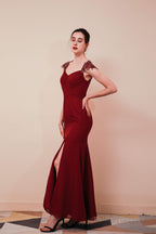 Side Split Mermaid Long Open Back Prom Dresses