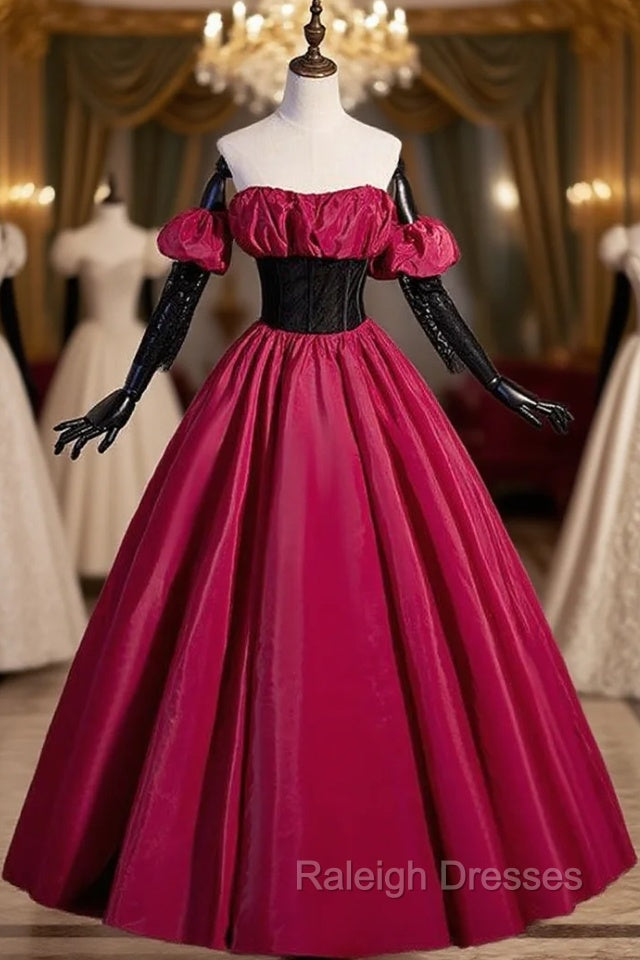 Burgundy Strapless Pleats Black Velvet Prom Dress Main image