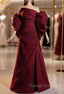 Burgundy Strapless Pleats Split Prom Dress