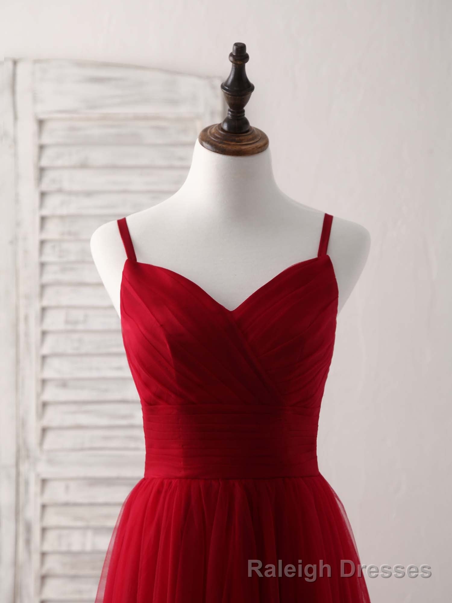 Burgundy Sweetheart Neck Tulle High Low Prom Dress, Burgundy Formal Dress