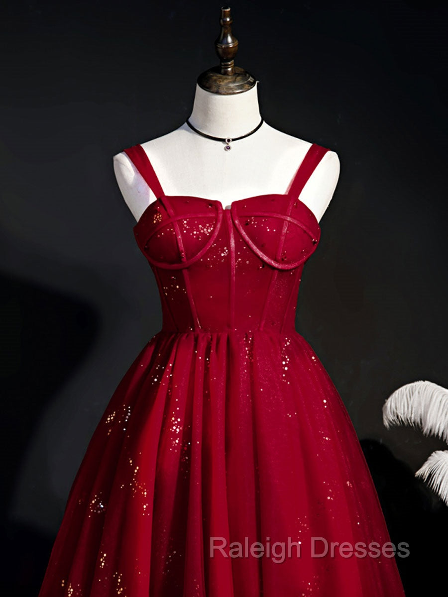 Burgundy Sweetheart Neck Tulle Sequin Short Prom Dress, Puffy Cute Homecoming  Dresses Secondary image