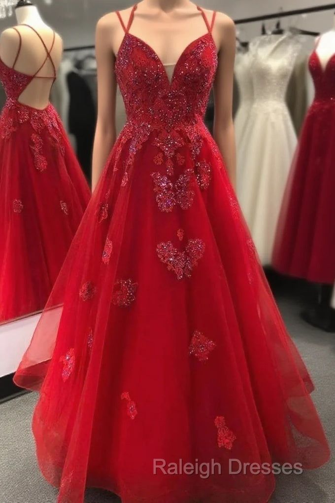 Burgundy Sweetheart Tulle Lace Long Backless Appliques Prom Dresses Main image