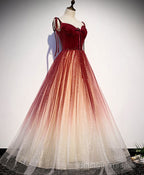 Burgundy Sweetheart Tulle Long Prom Dress Burgundy Prom Dress