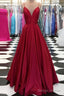 Burgundy Trumpet/Mermaid Floor-Length Satin Sleeveless Prom Dress