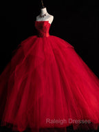 Burgundy Tulle Beads Long Prom Dress, Burgundy Tulle Formal Party Dress