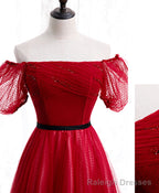 Burgundy Tulle Lace Long Prom Dress Burgundy Formal Dress