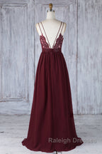 Burgundy tulle lace Prom Dresses Long burgundy lace Prom Dresses