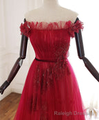 Burgundy Tulle Lace Long Prom Dress Burgundy Tulle Lace Prom Dress