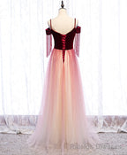 Burgundy Tulle Long Prom Dress Burgundy Tulle Formal Dress