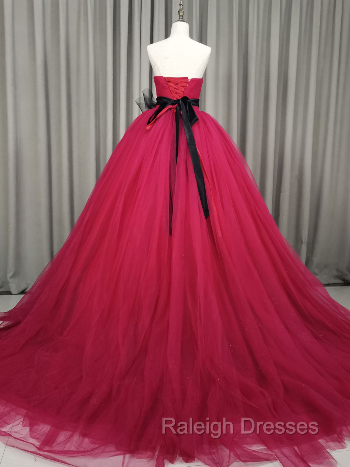 Burgundy Tulle Long Prom Gowns, Burgundy Tulle Sweet 16 Dress